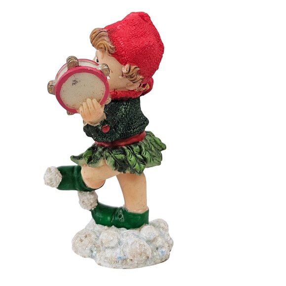 Ks Collections Christmas Elf Figurines Drum Tambourine Set of 2 Holiday Decor - Picture 9 of 10